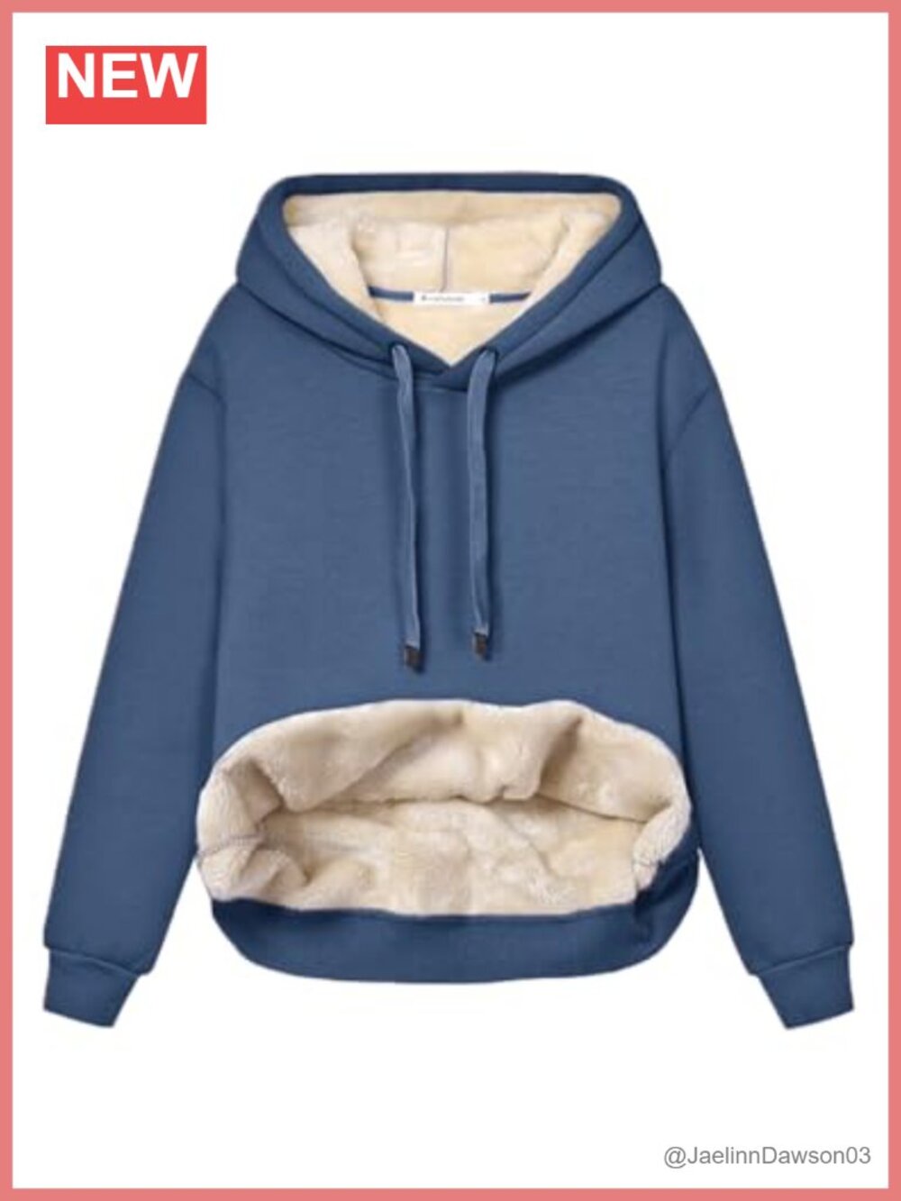 Womens Sherpa Fleece Lined Pullover Hoodie Cotton Polyester Warm Winter